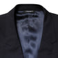 Dolce & Gabbana Blue Wool Double Breasted 2 Piece Men Suit