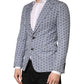 Dolce & Gabbana Blue Cotton Patterned Single Breasted Blazer