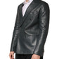 Dolce & Gabbana Black Leather Double Breasted 2Button Blazer