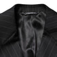 Dolce & Gabbana Black Stripes Double Breasted 2Button Blazer