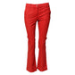 PT Torino Red Flared Mid Waist Chino Casual Trouser Pants