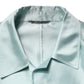 Dolce & Gabbana Teal Satin Collared Long Trench Coat Jacket