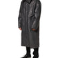 Dolce & Gabbana Black Leather Collared Trench Coat Jacket