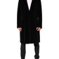 Dolce & Gabbana Black Cotton Velvet Long Trench Coat Jacket