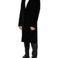 Dolce & Gabbana Black Cotton Velvet Long Trench Coat Jacket