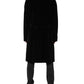 Dolce & Gabbana Black Cotton Velvet Long Trench Coat Jacket