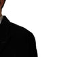 Dolce & Gabbana Black Cotton Velvet Long Trench Coat Jacket