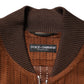Dolce & Gabbana Brown Velvet Calfskin Full Zip Biker Jacket