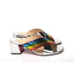 Christian Louboutin Silver Silver And Rainbow Stripe Mule Sandal