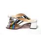 Christian Louboutin Silver Silver And Rainbow Stripe Mule Sandal