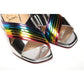 Christian Louboutin Silver Silver And Rainbow Stripe Mule Sandal